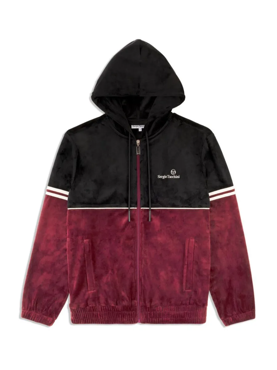 Sergio Tacchini Scopeto Full-Zip Velour Hoodie- Black Beauty/ Mauve Wine Clearance