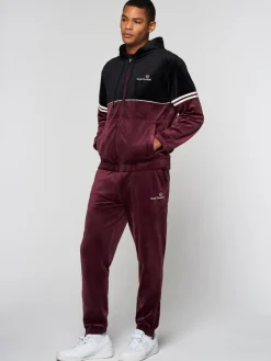 Sergio Tacchini Scopeto Full-Zip Velour Hoodie- Black Beauty/ Mauve Wine Clearance