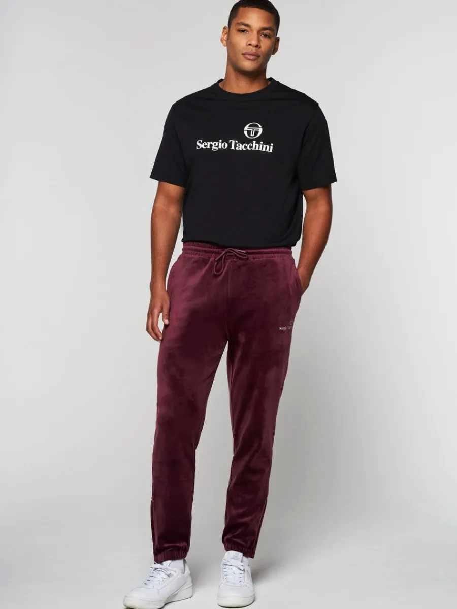 Sergio Tacchini Scopeto Velour Pant-Black Beauty/ Mauve Wine Online