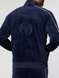 Sergio Tacchini Sovana Velour Track Jacket- Maritime Blue Outlet