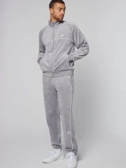 Sergio Tacchini Sovana Velour Track Jacket- Sleet Best