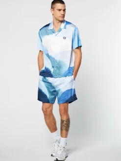 Sergio Tacchini Spiaggia Cabana Shirt- Maritime Blue/ Multi