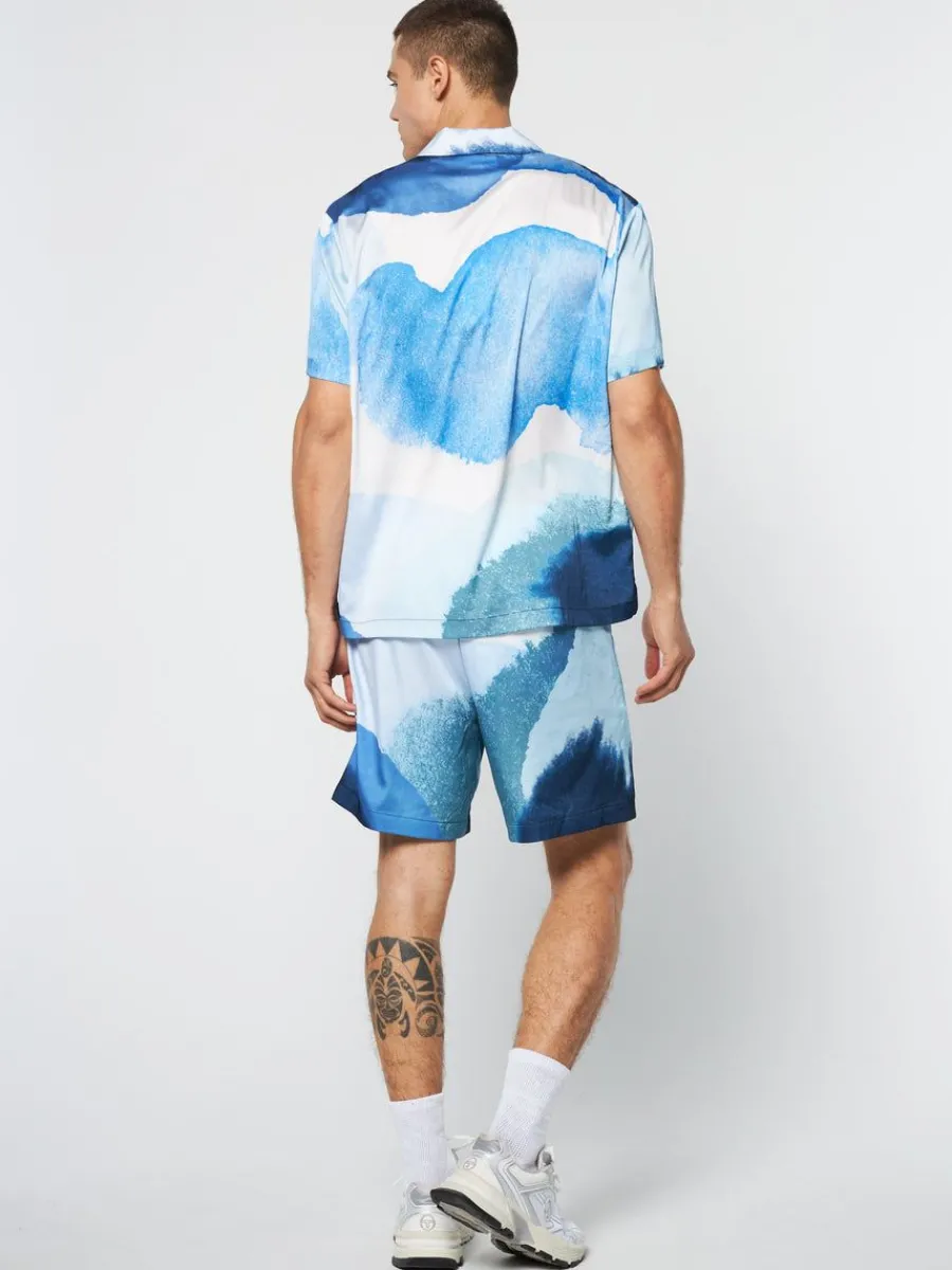 Sergio Tacchini Spiaggia Cabana Shirt- Maritime Blue/ Multi
