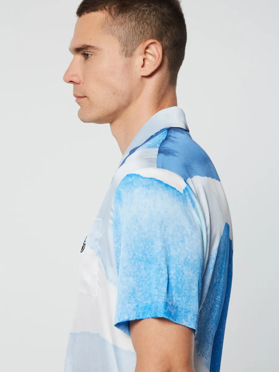 Sergio Tacchini Spiaggia Cabana Shirt- Maritime Blue/ Multi