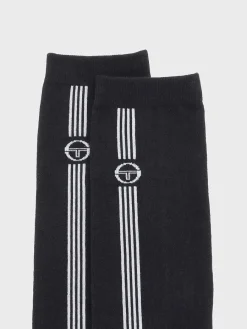 Sergio Tacchini Striped Knee High Socks- Black Discount