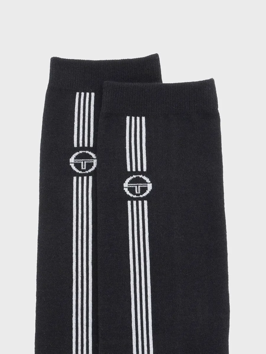 Sergio Tacchini Striped Knee High Socks- Black Discount
