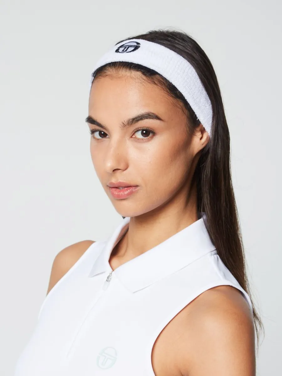 Sergio Tacchini Tennis Headband- White Clearance