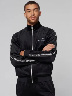 Sergio Tacchini Tipo Velour Track Jacket- Black Clearance