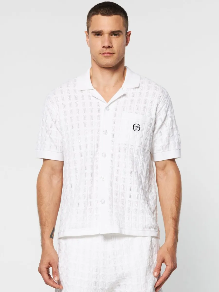 Sergio Tacchini Ulivo Crochet Shirt- Brilliant White Sale