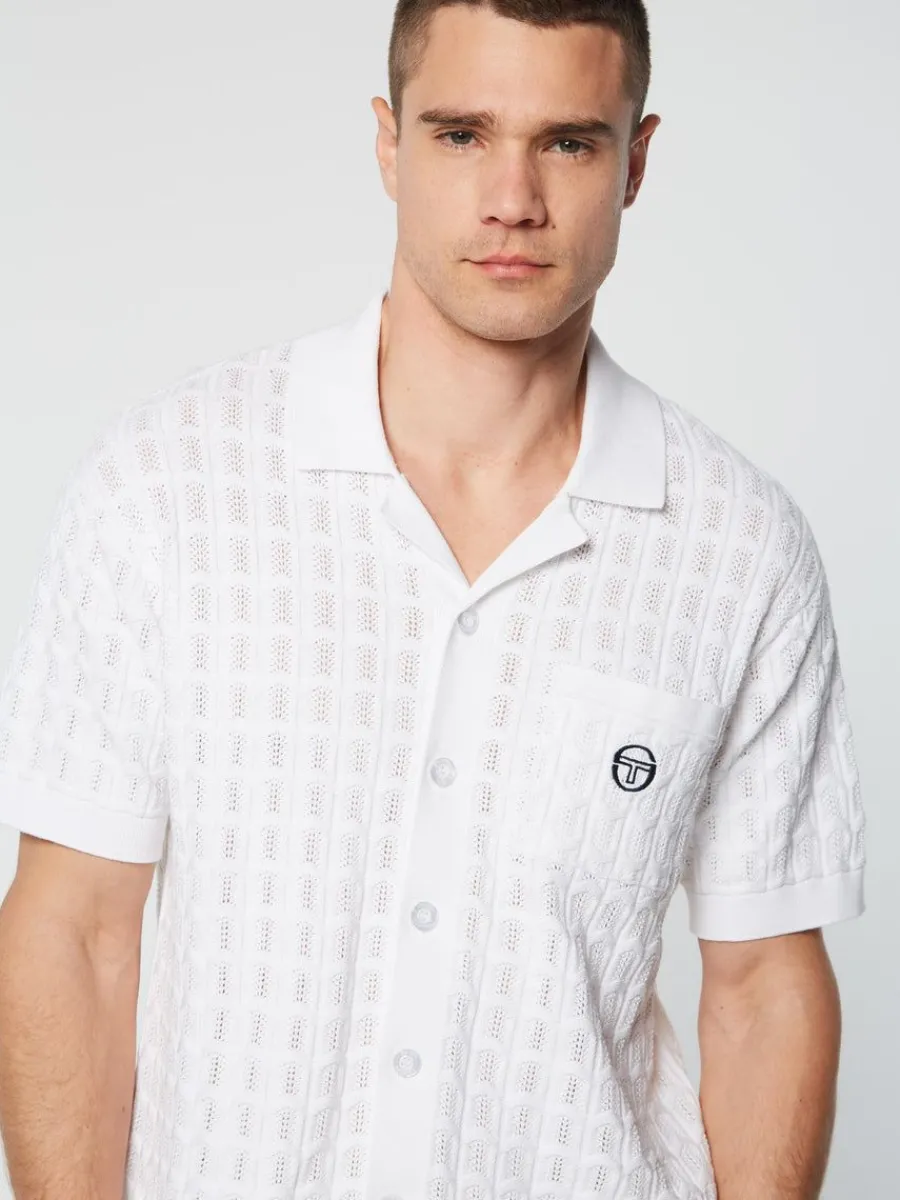 Sergio Tacchini Ulivo Crochet Shirt- Brilliant White Sale