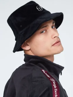 Sergio Tacchini Velour Bucket Hat-Black Hot