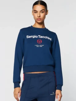 Sergio Tacchini Women'S Linea Sport Crewneck- Maritime Blue New