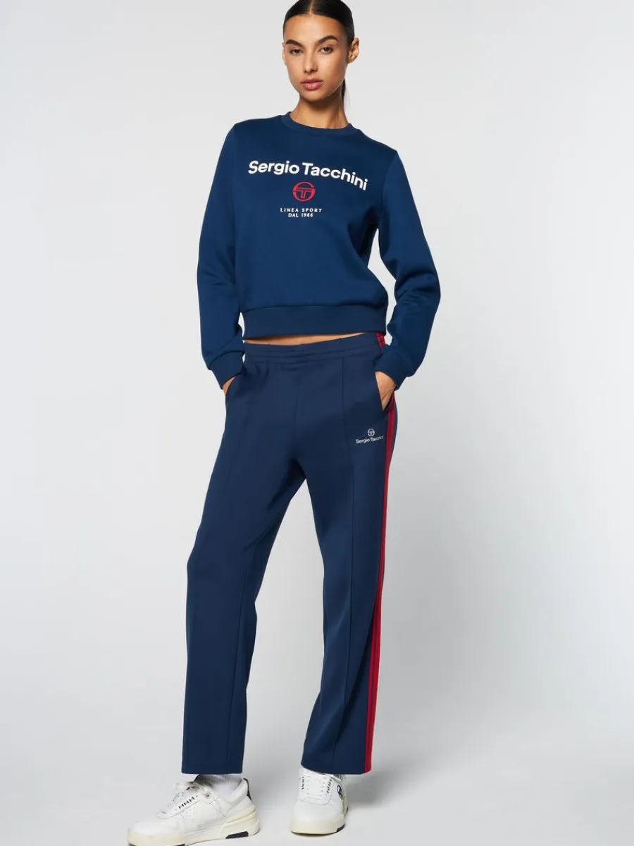 Sergio Tacchini Women'S Linea Sport Crewneck- Maritime Blue New