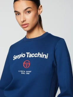 Sergio Tacchini Women'S Linea Sport Crewneck- Maritime Blue New