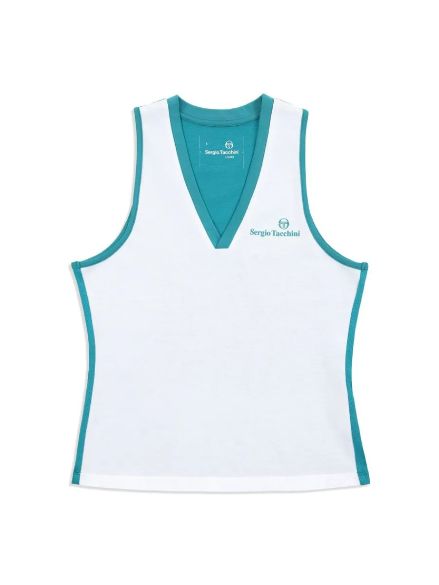 Sergio Tacchini Women'S Vigentino Tennis V-Neck Tank Top- White New